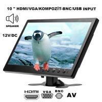 PCPRO SCT-SMT1002-MNT10  INCH 12V HDMI/VGA/AV/BNC/USB INPUT SESLİ MONİTÖR - 1